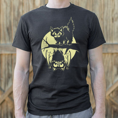 Cat And Bat Halloween T-Shirt (Mens) - Beijooo