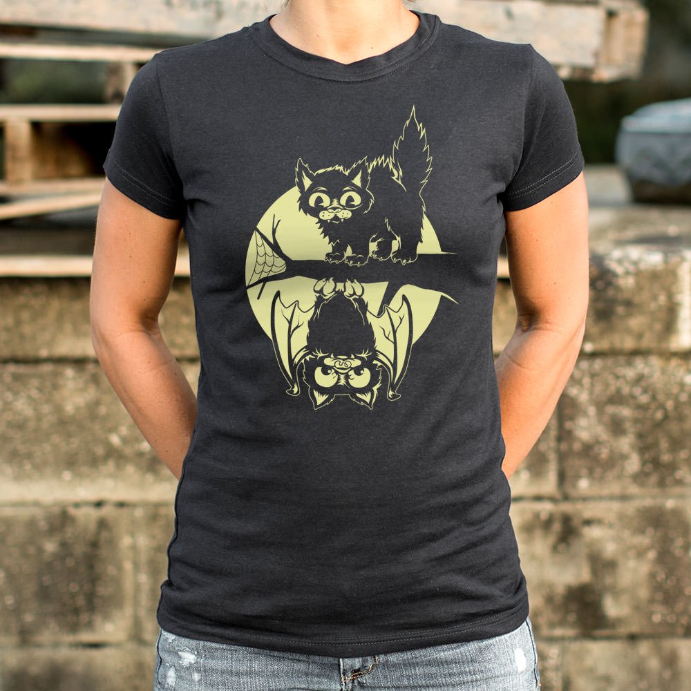 Cat And Bat Halloween T-Shirt (Ladies) - Beijooo