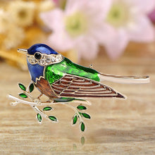 Load image into Gallery viewer, coloured
 Enamel Crystal Birds Brooch Pins neck wrapping
 Dress neck neckband
 Clips decor add-ons - Beijooo