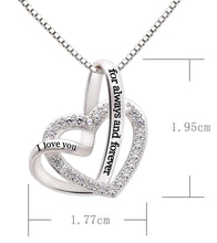 Load image into Gallery viewer, Swarovski Crystals I Love you for always and forever - Pave Heart  Necklace - Beijooo