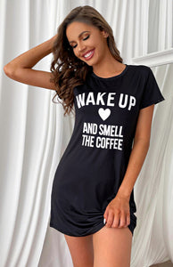 Wake Up And Smell The Coffee Women's Casual Short Skirt - Beijooo