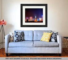 Load image into Gallery viewer, Framed Print, 4th Of July Fireworks Skyshow Charlotte Nc - Beijooo