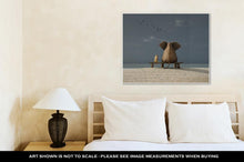 Load image into Gallery viewer, Gallery Wrapped Canvas, Elephant And Dog Sit On A Deserted Beach - Beijooo