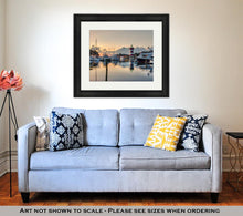 Load image into Gallery viewer, Framed Print, Hilton Head Island And Its Iconic Lighthouse Lit Up At Sunset With A Glass Like - Beijooo