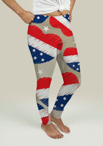 Leggings with American Independence Day Pattern - Beijooo