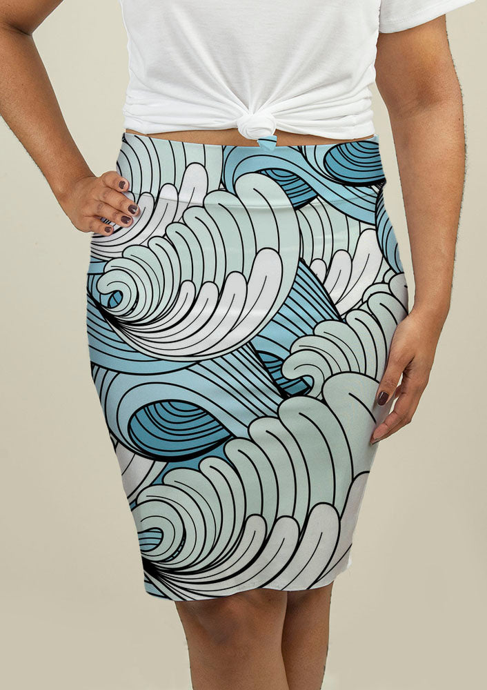 Pencil Skirt with Waves - Beijooo