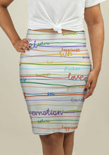 Carregar imagem no visualizador da galeria, Pencil Skirt with Stripe Pattern with Words - Beijooo