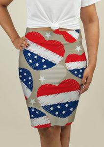 Pencil Skirt with American Independence Day Pattern - Beijooo
