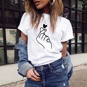 FIXSYS Fashion Women T Shirt Graphic Tee Cute Summer Tops Tee Femme Hipster Tshirt Short Sleeve T-shirt White Black Tee Shirt - Beijooo