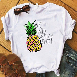 Pineapple fruits Clothing T-shirt Fashion Female Tee Top Graphic T Shirt Women Kawaii Camisas Mujer Clothes 2019 - Beijooo