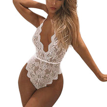 Load image into Gallery viewer, Women Sexy Backless Lace Onesies Halter Temptation Perspective Sleeveless Jumpsuit Deep-V One-piece  Neck Bodysuit new - Beijooo