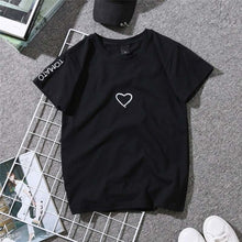 Load image into Gallery viewer, Summer Couples Lovers T-Shirt for Women Casual White Tops Tshirt Women T Shirt Love Heart Embroidery Print T-Shirt Female - Beijooo