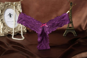 Plus Size S M L XL Women Super Sexy Thin G String Bowknot Lace Underwear Lady Thongs - Beijooo
