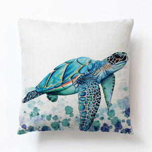 Soft Super Linen Pillow Case Seahorse Turtle Fish Lovely Sea Animals - Beijooo