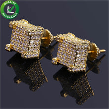 Load image into Gallery viewer, Designer Earrings Hip Hop Jewelry Luxury Stick Earring Mens Stud Earings Iced Out Diamond Cubic Zirconia Jewellry Gold Silver Bling Fashion Accessories - Beijooo