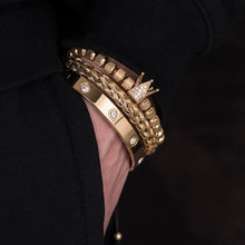 Carregar imagem no visualizador da galeria, 3pcs/set Luxury Micro Pave Crown Roman Royal Charm Men Bracelets Stainless Steel Crystals Bangles Couple Handmade Jewelry