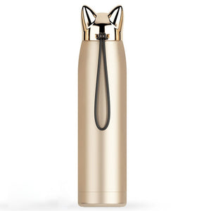 Stain Resistant Steel Vacuum Flasks Dual Wall Thermos Bottle 320 Millilitre Cat Fox Ear Heating Coffee Tea Milk Journey Thermos Bottle - Beijooo