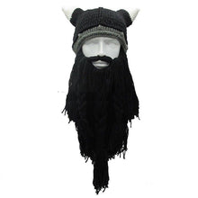 Load image into Gallery viewer, with fun Cosplay Men knit Viking facial hair
 Horn headdress
 Ski Mask - Beijooo