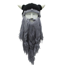 Load image into Gallery viewer, with fun Cosplay Men knit Viking facial hair
 Horn headdress
 Ski Mask - Beijooo