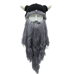 with fun Cosplay Men knit Viking facial hair
 Horn headdress
 Ski Mask - Beijooo