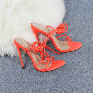 12cm High heel pumps foot wear feminina elegant woman laced shoe - Beijooo