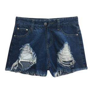 young wemon
 Jeans Shorts Blue jean
 Jeans firm casual wear
 hollow sunny season Button very small Daily warmer
 jean
 Shorts - Beijooo